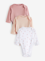 Боди с длинным рукавом для малышей с дисплазией тазобедренного сустава Next N44-442, 3 шт., Белый, Розовый