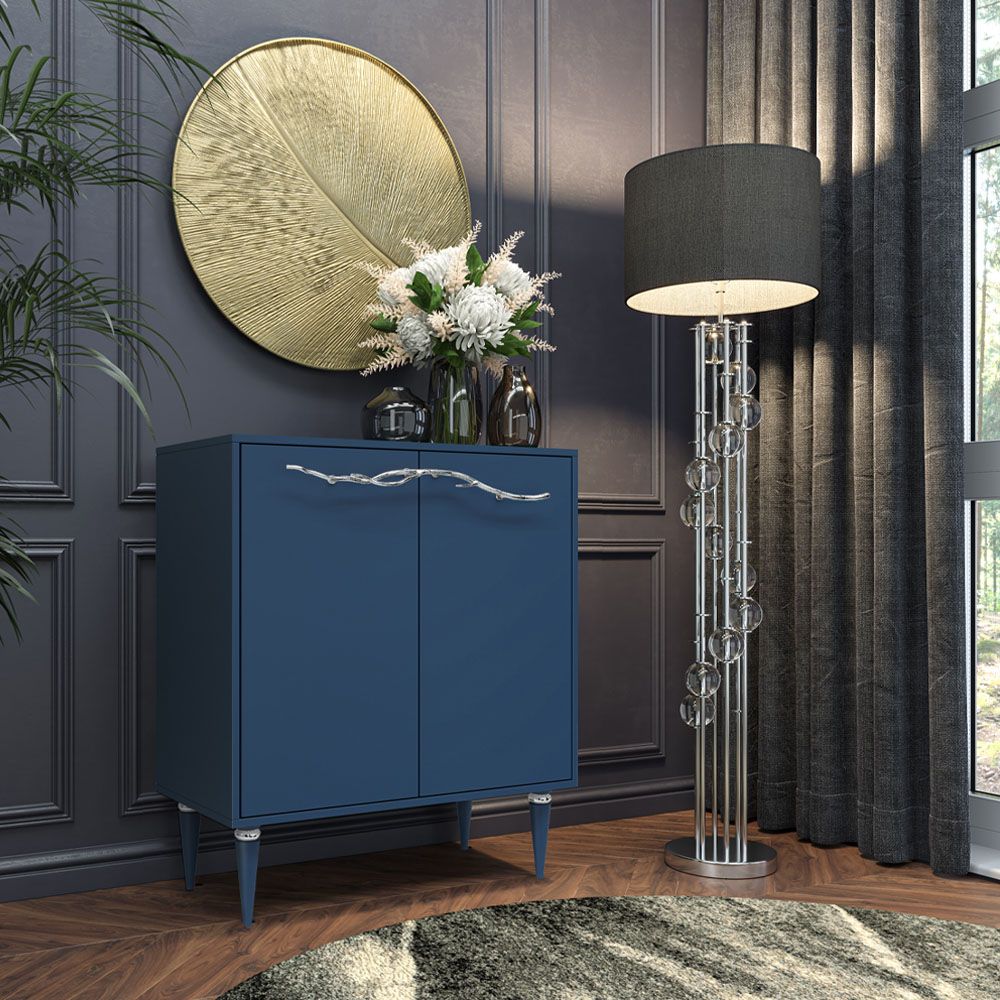 Комод Арт Колор matte Классик Сильвер с 2 полками Королевский синий матовый