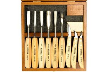 Набор из 9 резцов + брусок в деревянной коробке NAREX Standart 894813