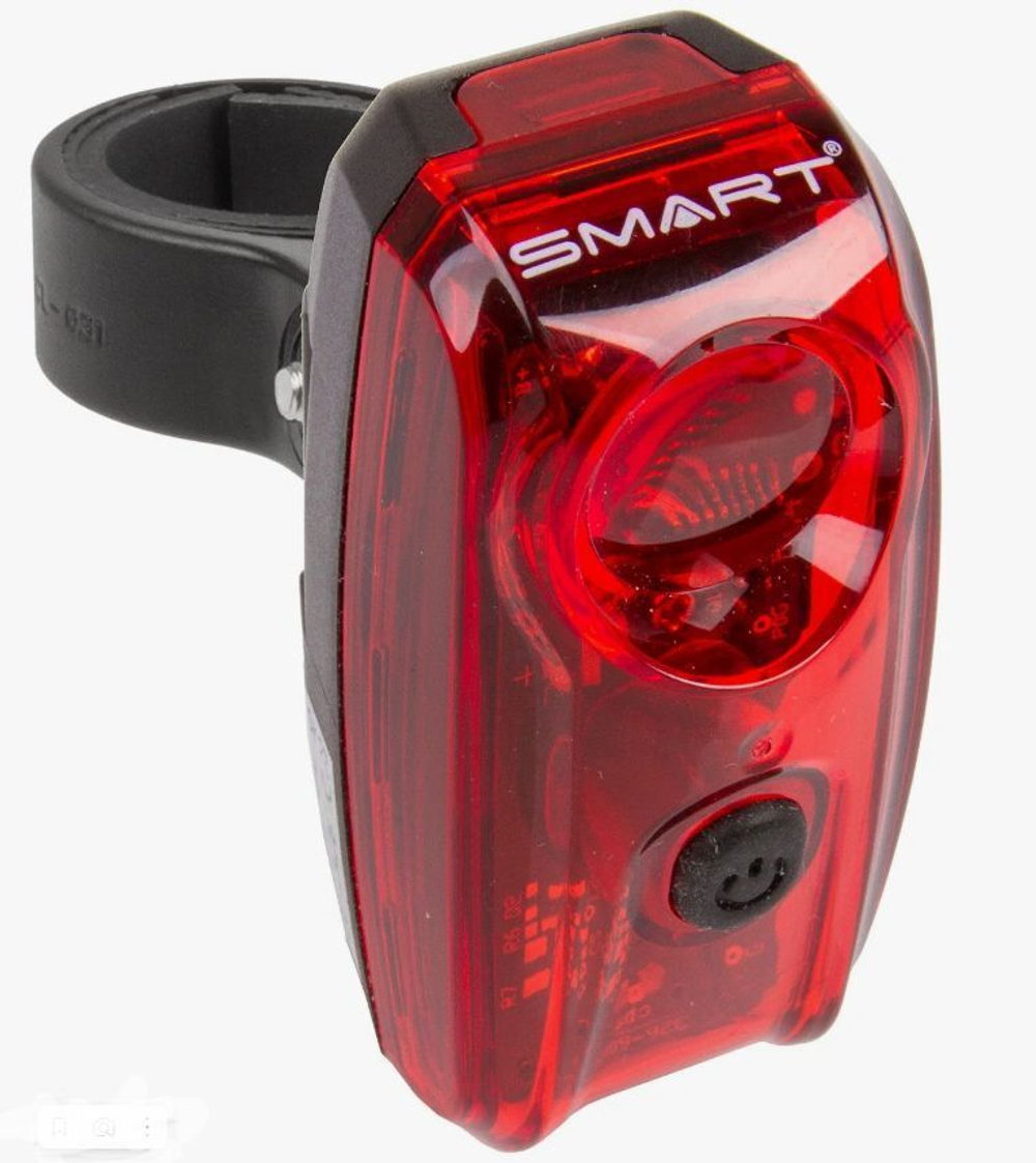 Фонарь SMART TRAIL 80, задний , 2 диода (1 с линзой), 4 режима (2 ночных), крепеж на подседельный штырь/верхнее перо, батарейки в комплекте (60)