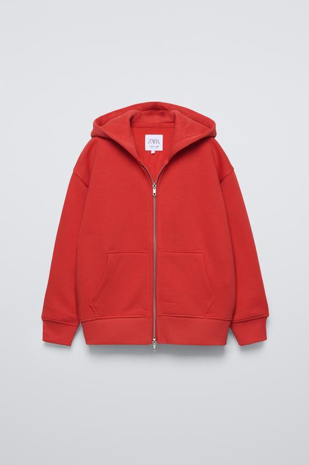 ZARA ОДНОТОННОЕ ХУДИ НА МОЛНИИ, КРАСНЫЙ