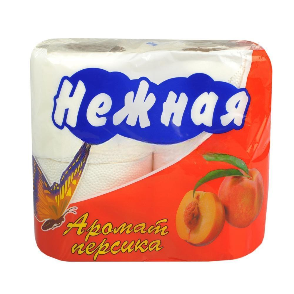 Туалетная бумага 2 сл. 4 шт. "Нежная" Персик (1/12 шт.)