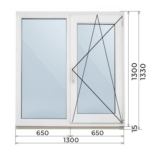 Пластиковое окно 1300 х 1300 ТермА Эко