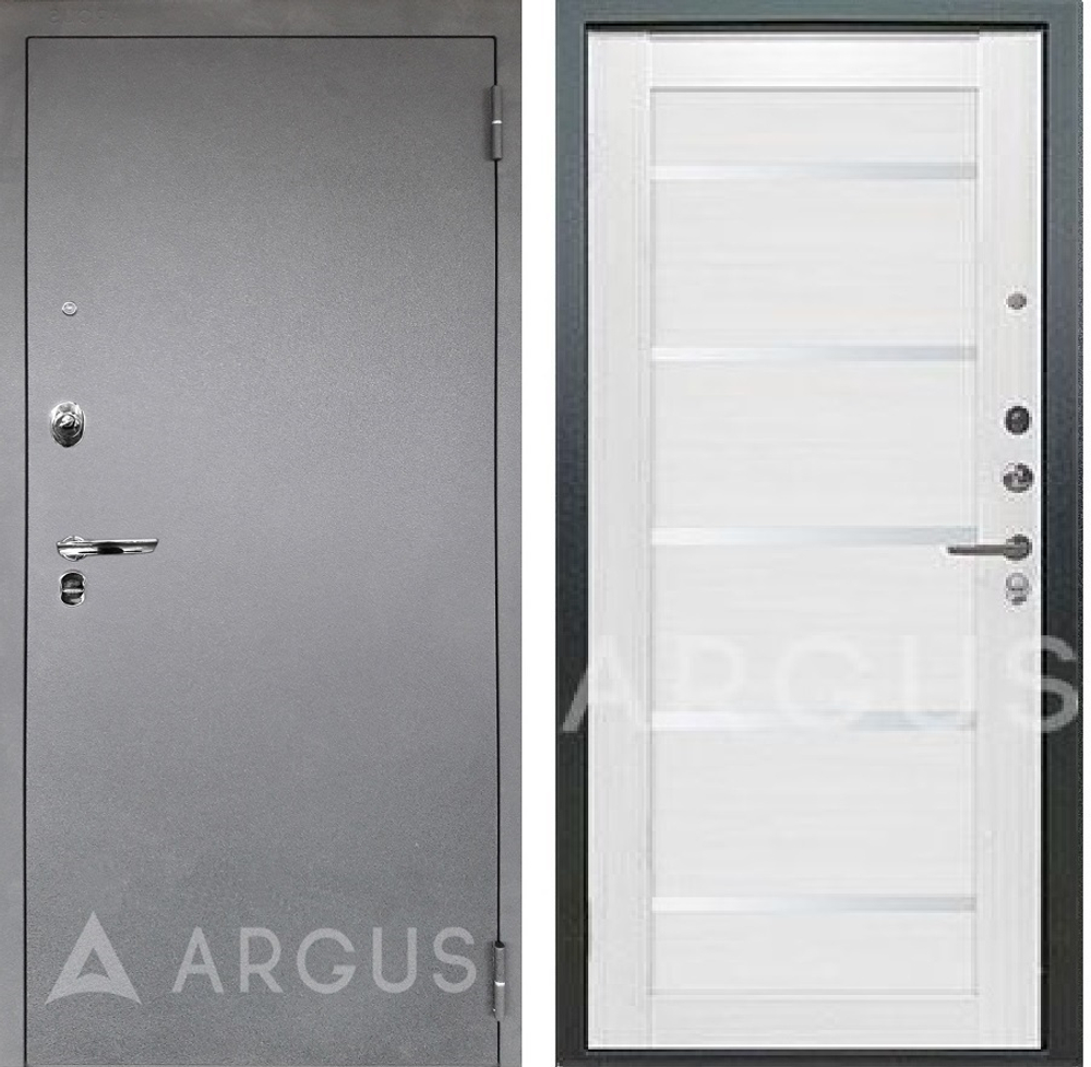 Входная дверь Аргус Люкс 3К Александра лиственница белая, стекла белые / Антик серебро