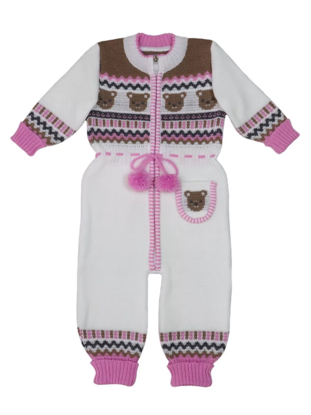 Вязаный комбинезон для новорожденных и малышей на молнии