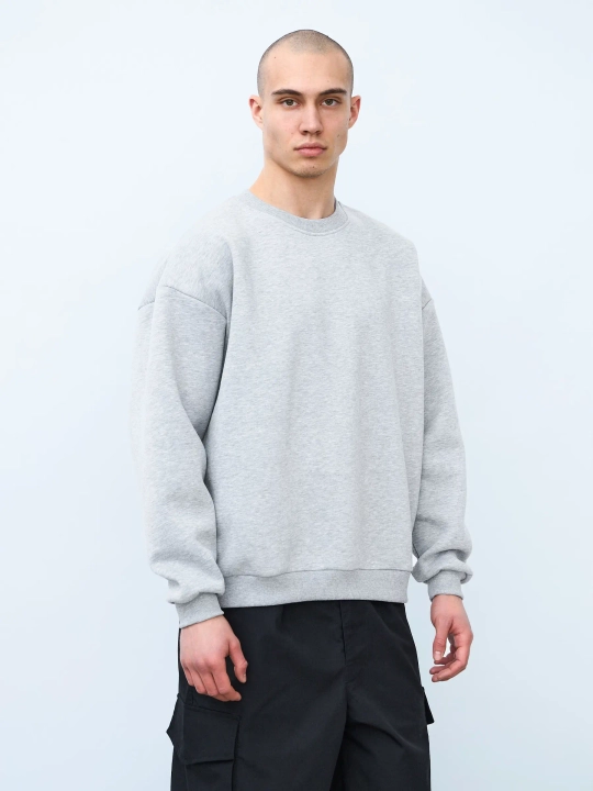 Свитшот оверсайз с начесом (серый меланж)