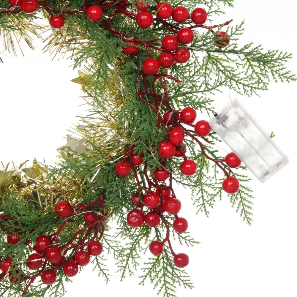 Венок новогодний с подсветкой «Ягодное чудо» 40 см