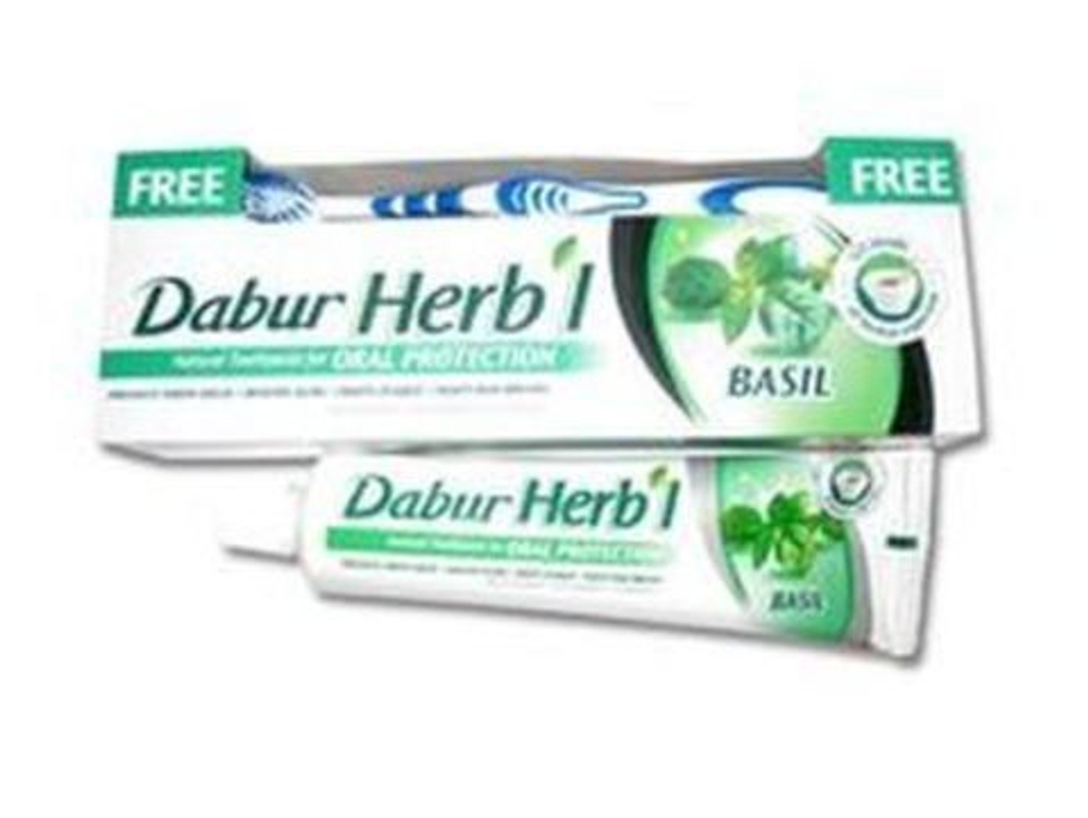 Зубная паста Dabur Herb'l Basil Базилик + зубная щетка 150 г