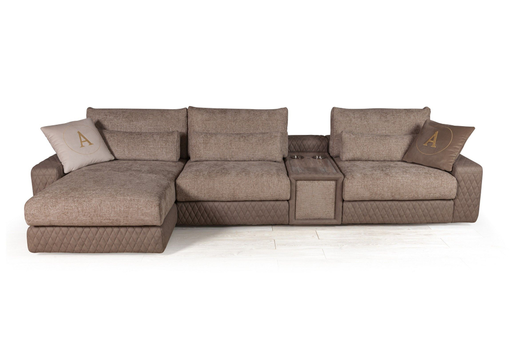 Aldo угловой модульный диван с шезлонгом, баром и столиком