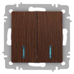 Выключатель Intro Accent 6-105-10 двойной с подсветкой, 10А-250В, IP20, СУ, AL/CU, венге | Intro