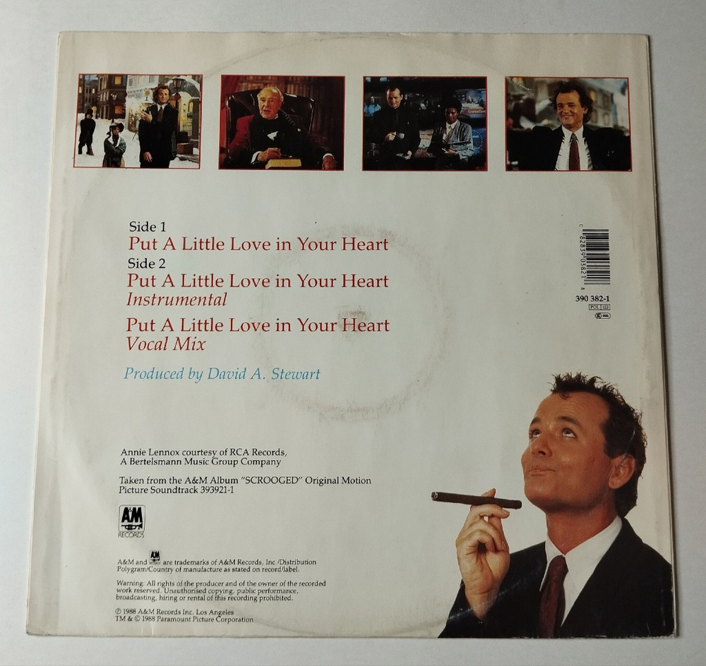 Винтажная виниловая пластинка LP Annie Lennox and Al Green Put A Little Love In Your Heart Новая Рождественская Сказка (Germany 1988) Maxi Single