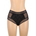 Трусики бразилиана Floral Lace, черные, XL-2XL