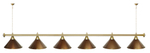 Лампа STARTBILLIARDS 6 пл. (плафоны зеленые,штанга зеленая,фурнитура золото)