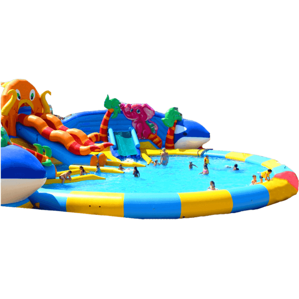 Надувной наземный аквапарк «Аквасфера» с бассейном, 20x18.5x7 м.