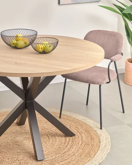 Стол Argo Ø120 см, столешница светлый меламин, черные ножки