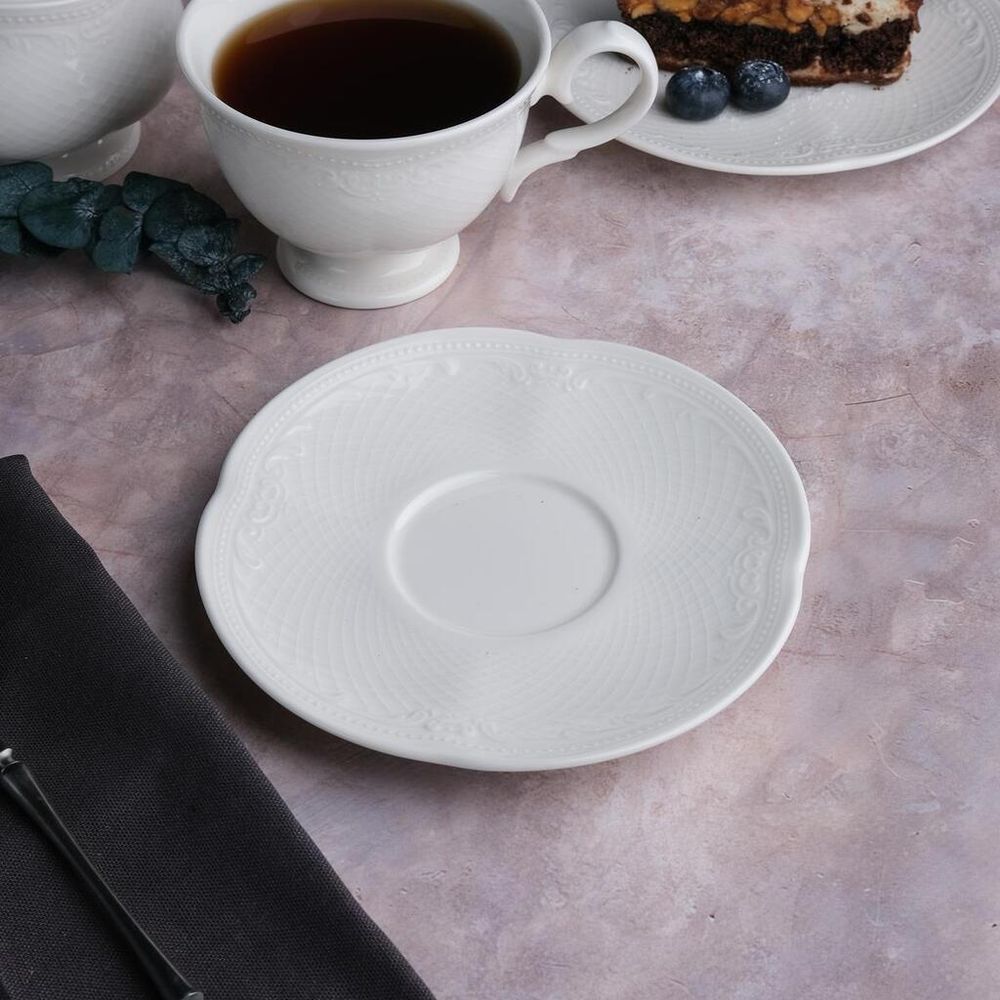 Чайная пара 250 мл белая d 10,4 см h7,6 см Aristocrat Noble [6]