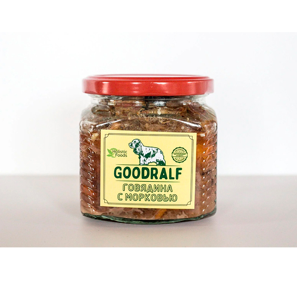 Влажный корм GoodRalf, говядина с морковью, для собак, 380 г