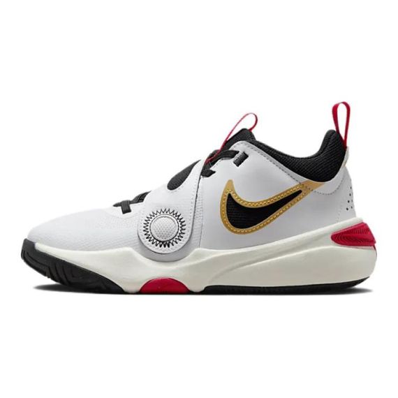 NIKE Team Hustle D 11 Детские баскетбольные кроссовки Низкие Белый/Металл Золотой/Университетский Красный/Черный Унисекс