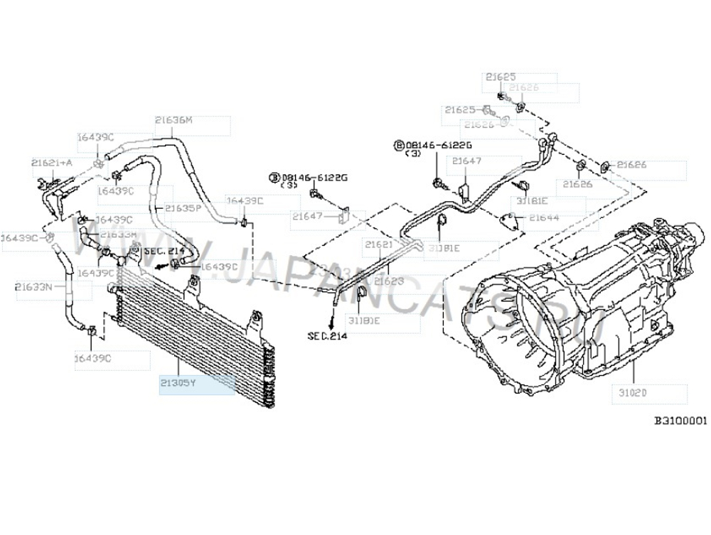 Радиатор (маслоохладитель) АКПП Nissan Navara (D40) / RVLT-21606EB405