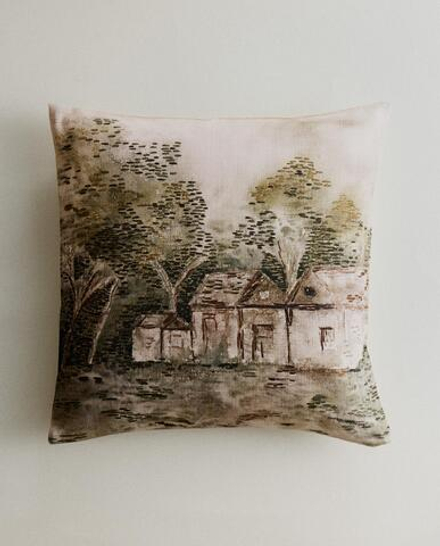 Zara Home наволочка декоративная из хлопка, зелёный, 45x45 см · 6344/008