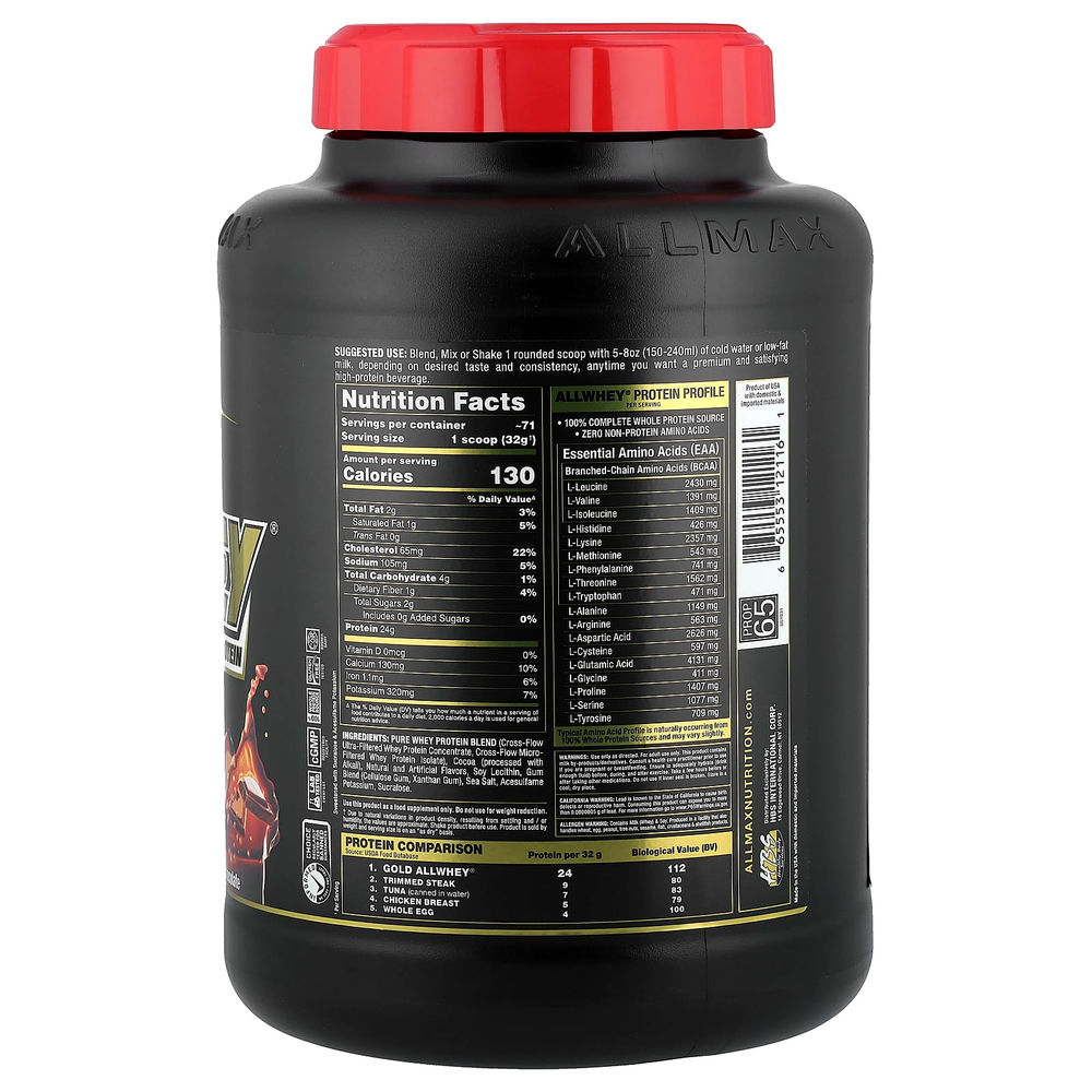 ALLMAX, GOLD ALLWHEY®, сывороточный протеин премиального качества, шоколад, 2,27 кг (5 фунтов)