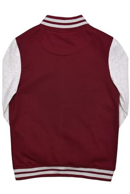 Куртка бомбер бордовый со светло-серыми рукавами