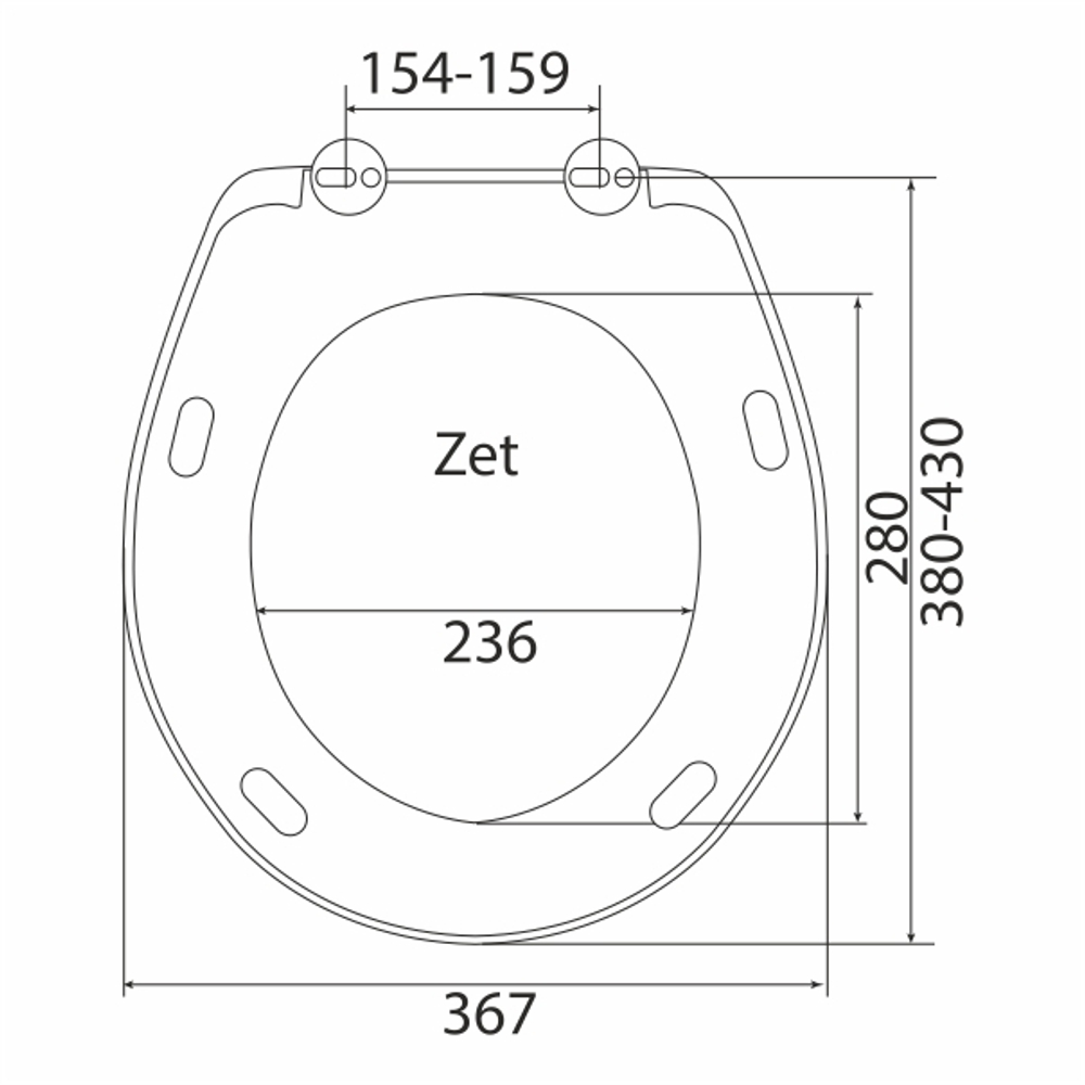 Сиденье для унитаза ZET PP полипроп. с унив.крепл.(Венеция,Полиссия,Анимо,Лира,Неро,Бореаль,Цезарь)