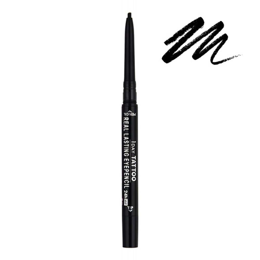 Водостойкий карандаш для глаз 24 часа цвет Насыщенный Черный K-Palette Real Lasting Eyepencil 24h WP Super Black