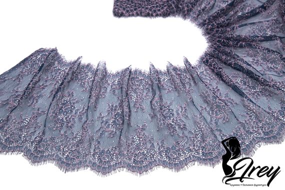 01-11 Кружево шантильи 21 см, сапфир/пудра