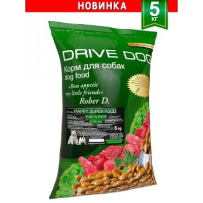 DRIVE DOG PAPPY SUPER FOOD корм для щенков средних и крупных пород гипоаллергенный рыба с рисом