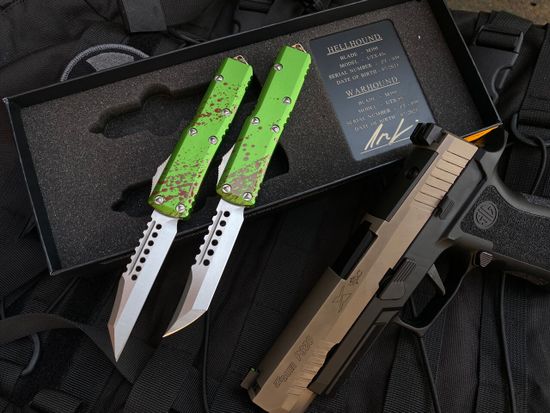 Сет ножей Microtech MT_719-10SETZTS UTX-85 Warhound / Hellhound SET, алюм. рук-ть Zombie
