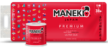 Бумага туалетная Maneki Red 3 слоя,10 рулонов, без запаха, 30 м