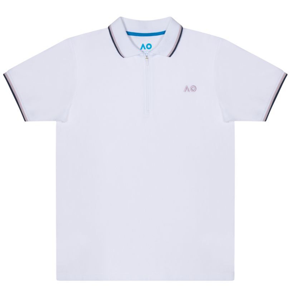 Женское поло Australian Open Half-Zip AO Logo - белый