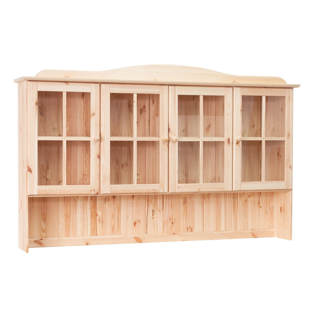 Шкаф Лена 4-дверный из сосны, с полками (верхняя часть буфета Лена), в натуральной отделке