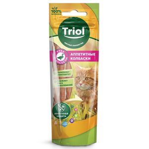 Лакомство Triol для кошек «Аппетитные колбаски из утки с лососем», 40г