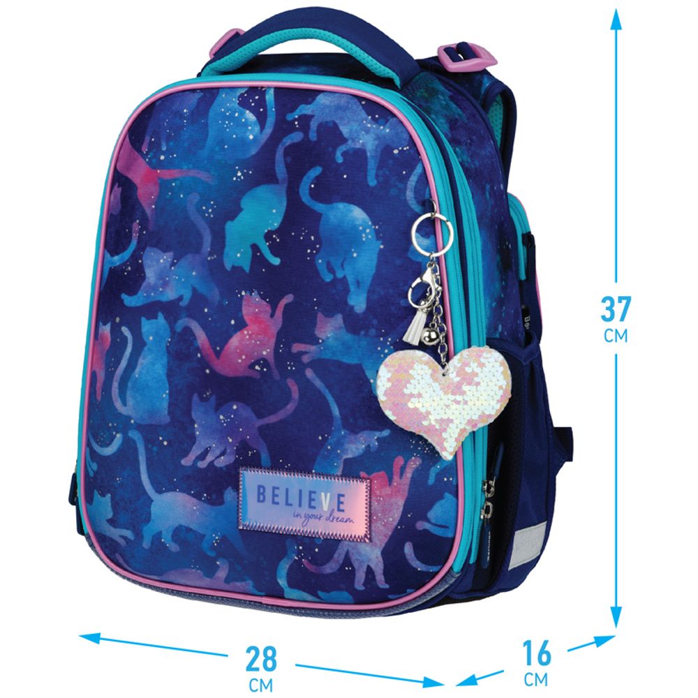 Ранец Berlingo Expert Galactic cats 37х28х6см, 2 отд., с анатомической спинкой