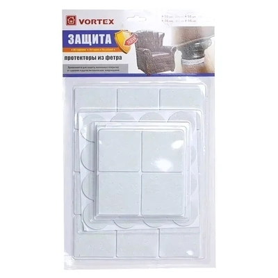 Протекторы защитные из фетра в ассорт д 20, 30, 24*24, 46*46 мм VORTEX