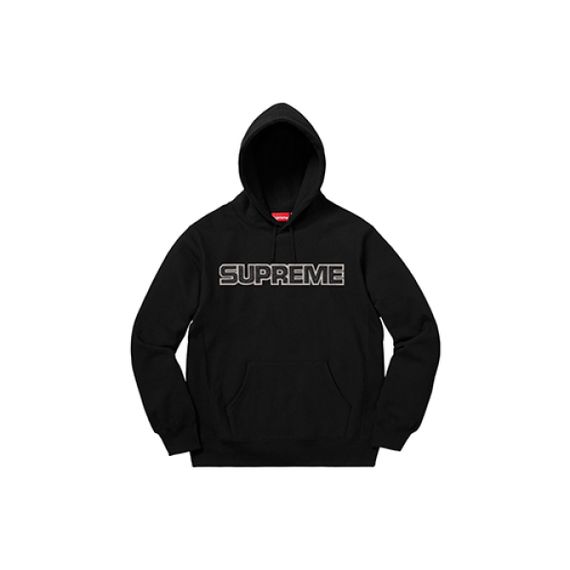 Supreme FW18 Perforated Leather Hooded Sweatshirt Black Logo