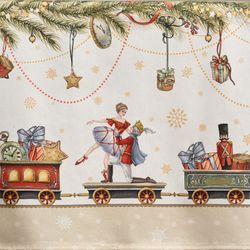 СКАТЕРТЬ ОВАЛЬНАЯ "ЩЕЛКУНЧИК" ,140Х180СМ ,БЕЖЕВЫЙ, 100% ХЛОПОК ,ТВИЛ