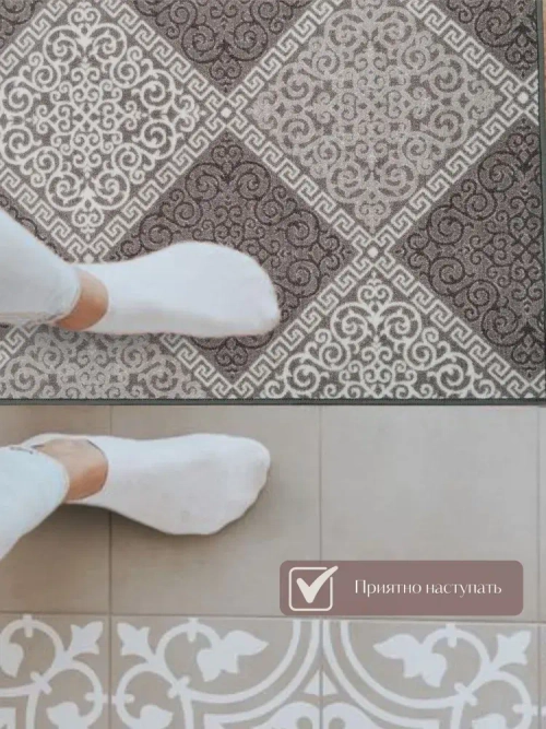 Ковролин метражом 2,5х5,25 м, безворсовой "Каскад", бежево-коричневый с оверлоком