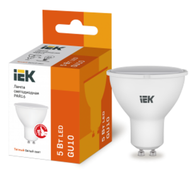 Лампа светодиодная PAR16 софит 5Вт 230В 3000К GU10 IEK