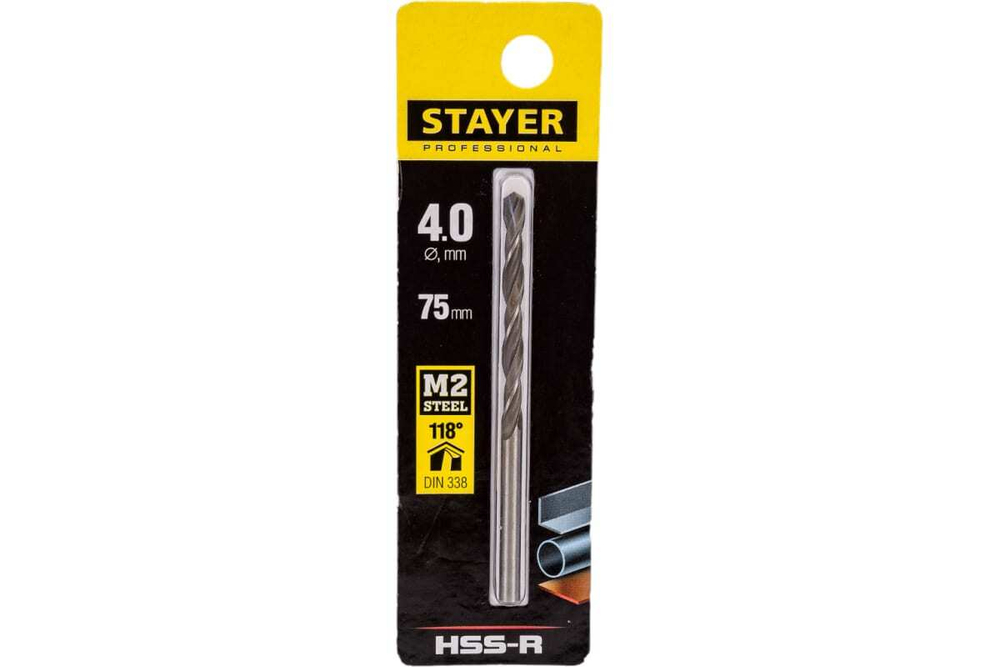 Сверло Professional по металлу HSS-R (4х43х75 мм; М2; DIN 338) Stayer 29602-4