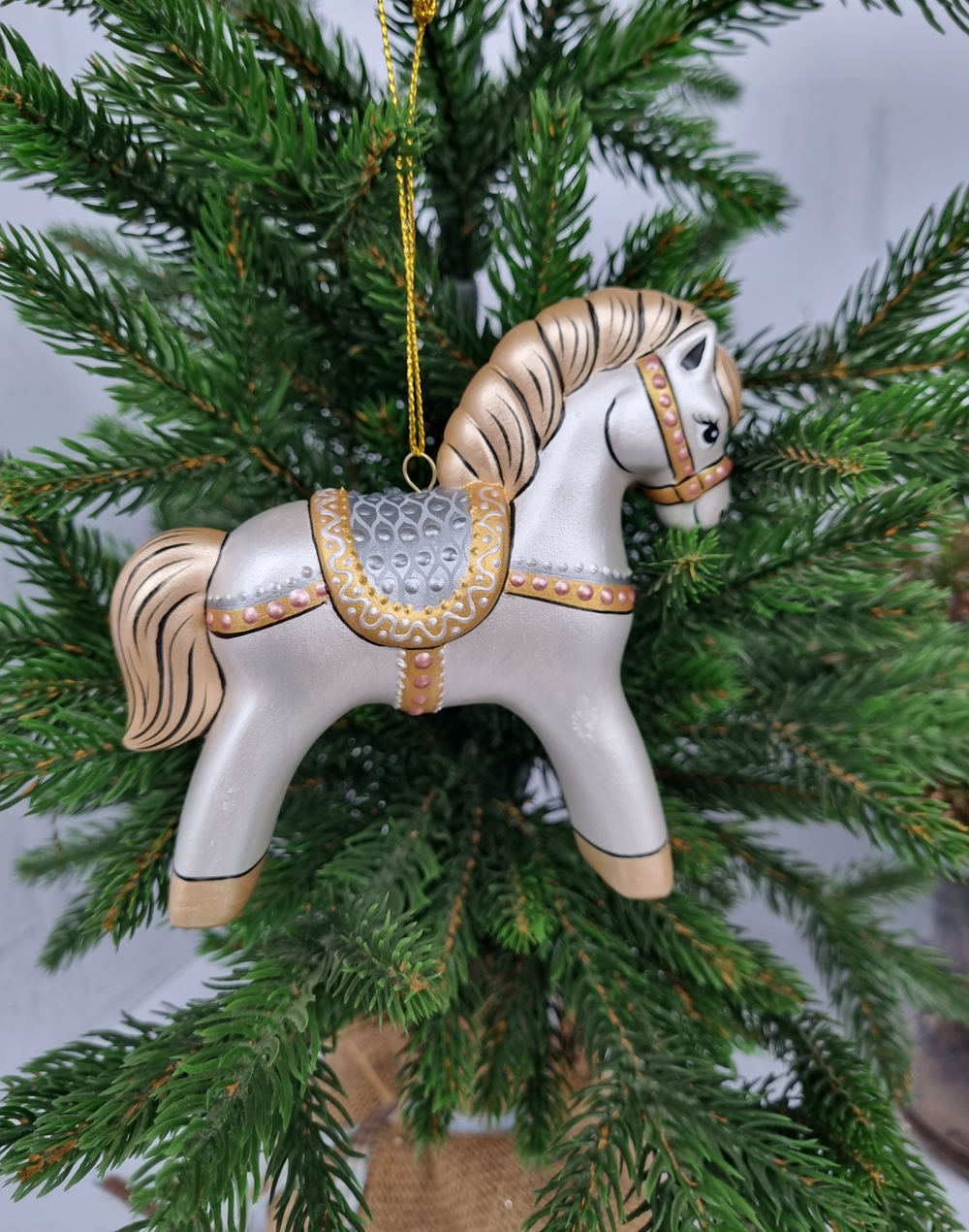 Лошадка Кантри ёлочная игиушка из фарфора