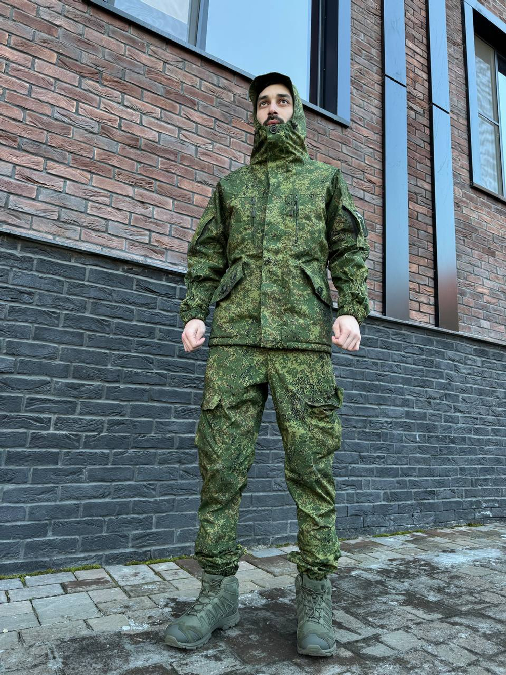 Костюм горка 6 флис осень зима / зеленая цифра