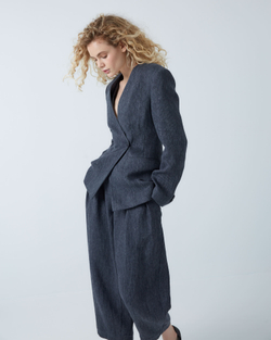 Жакет приталенного силуэта из смесового льна Брунелло Кучинелли темно-серый