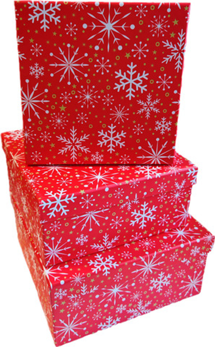 Набор подарочных коробок 3в1 "Снежинки" 15.5*15.5*6.5, 17.5*17.5*8 , 19.5*19.5*9.5см