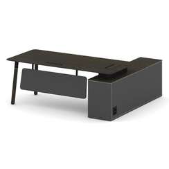 Fresco Стол руководителя FR.SR-20 (L) Дуб Темный/Базальт UM/Металл Черный/Нерж. Сталь 2000*1798*750