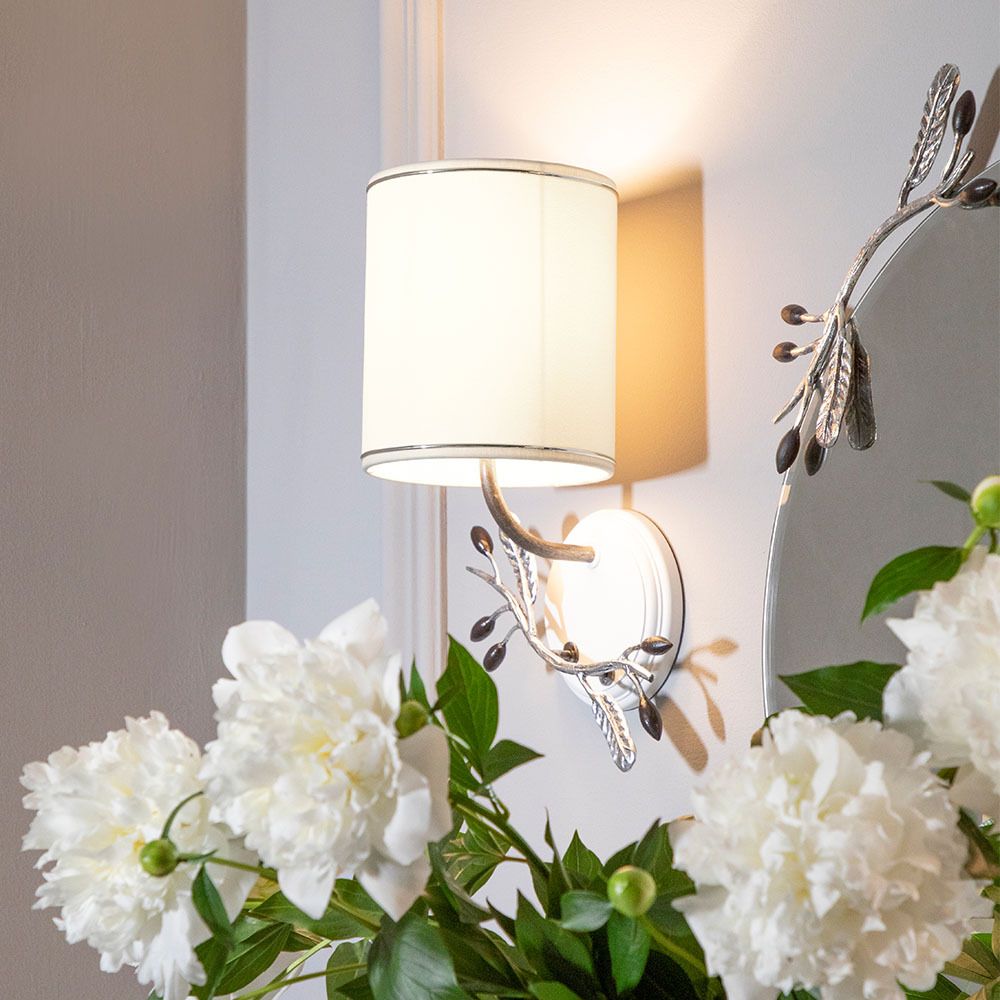 Бра настенный светильник Oliva Branch (Олива Бранч) Айс левое с абажуром Терра Снег