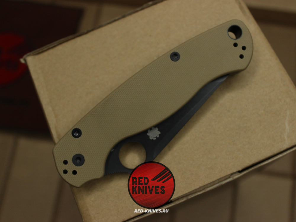Нож Spyderco Paramilitary 2 Tanto G10 - темный песок рукоять, черный клинок RK/477