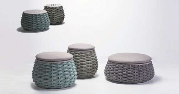 Уличный пуф-столик Pouf Ø80х30 см, зеленый